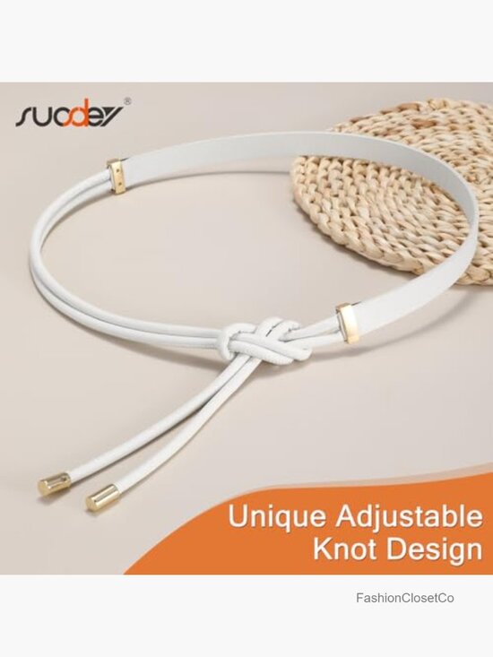 Faux Leather Knotted Thin Waist Belt for Dresses Jeans Pants